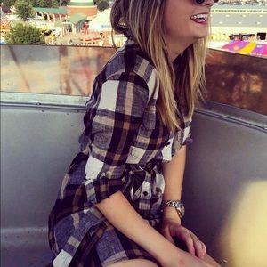 Plaid Loft shirt dress with tie